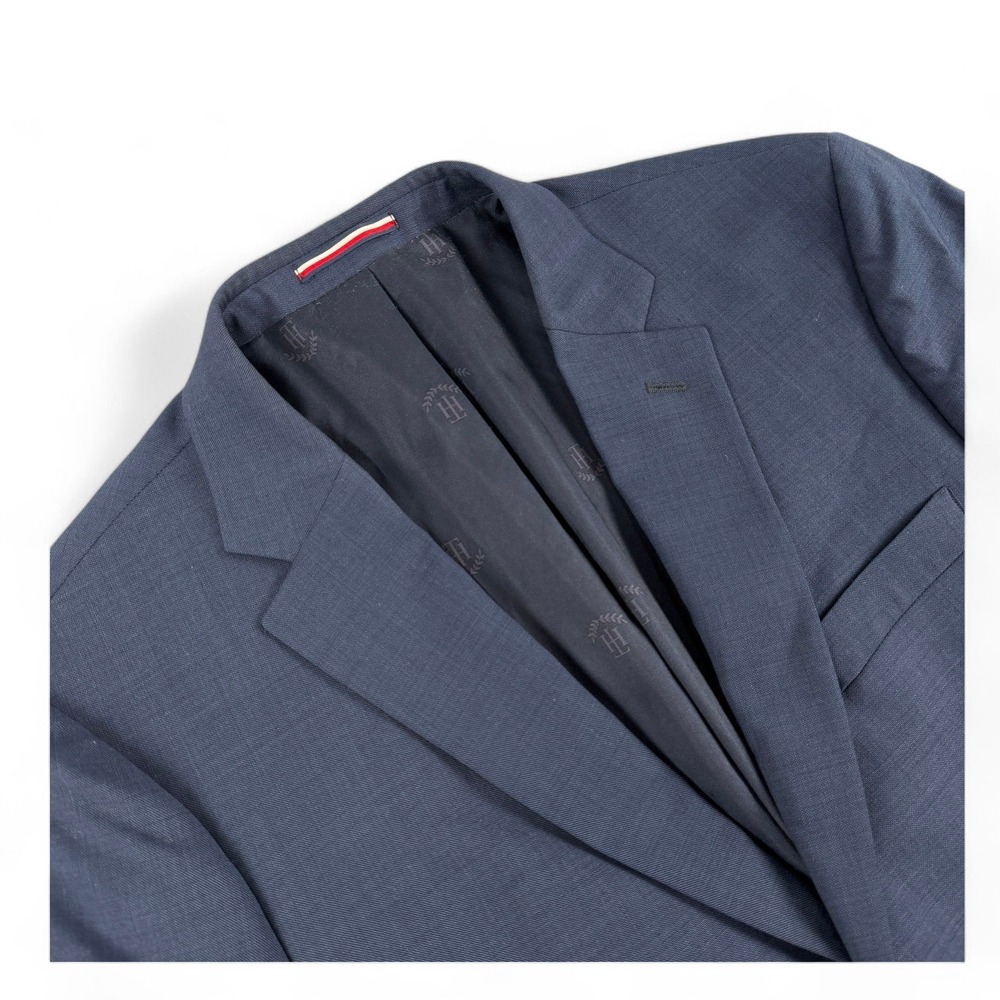 Tommy Hilfiger Blazer Mens 42S Navy Blue Wool Blend Two Button Lined Suit Jacket